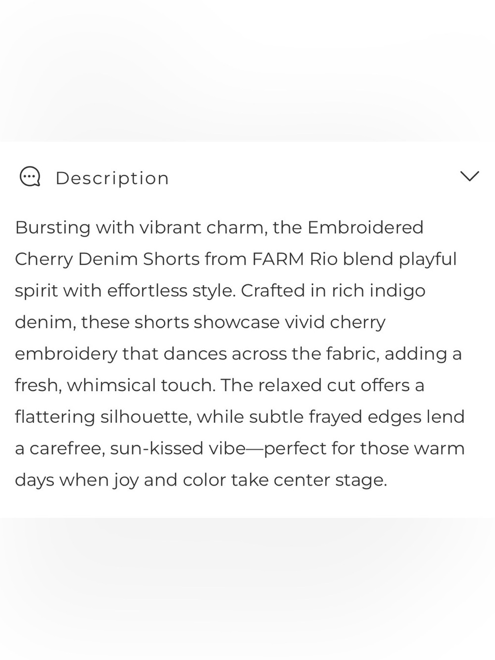 FARM Rio Embroidered Cherry Denim Shorts in Light Denim Size 29. NWOT - Picture 4 of 13